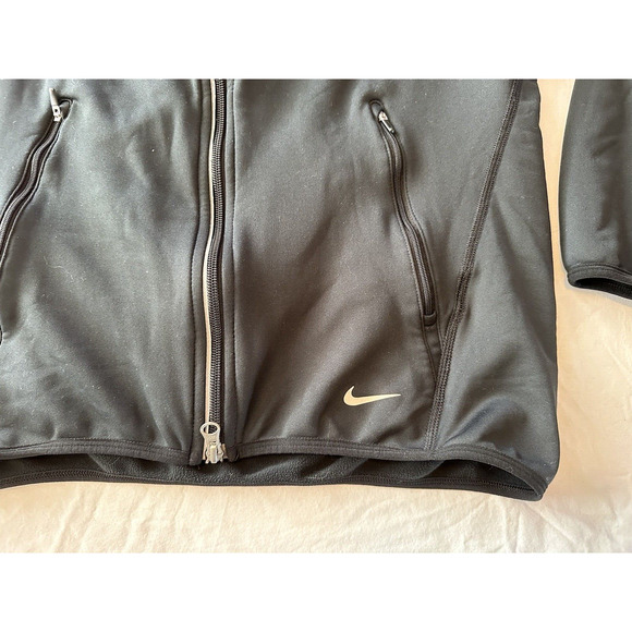 Nike Fit Dry Fleece Lined Full Zip Jacket Black Small Activewear Pockets Clean - Picture 3 of 11